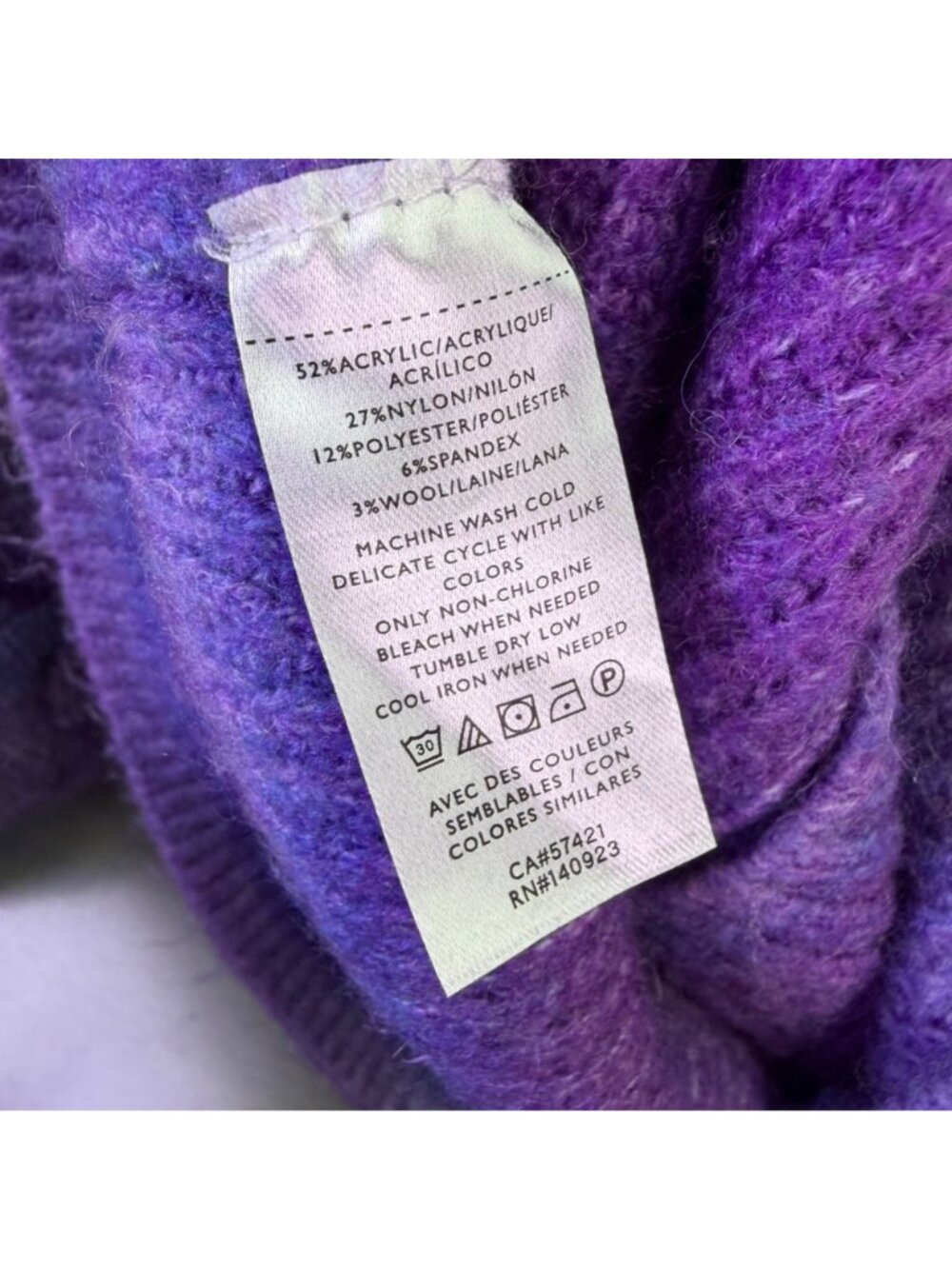 Loft Womens Purple Button-Up Cardigan Sweater Size Medium Ribbed Knit - Picture 5 of 6